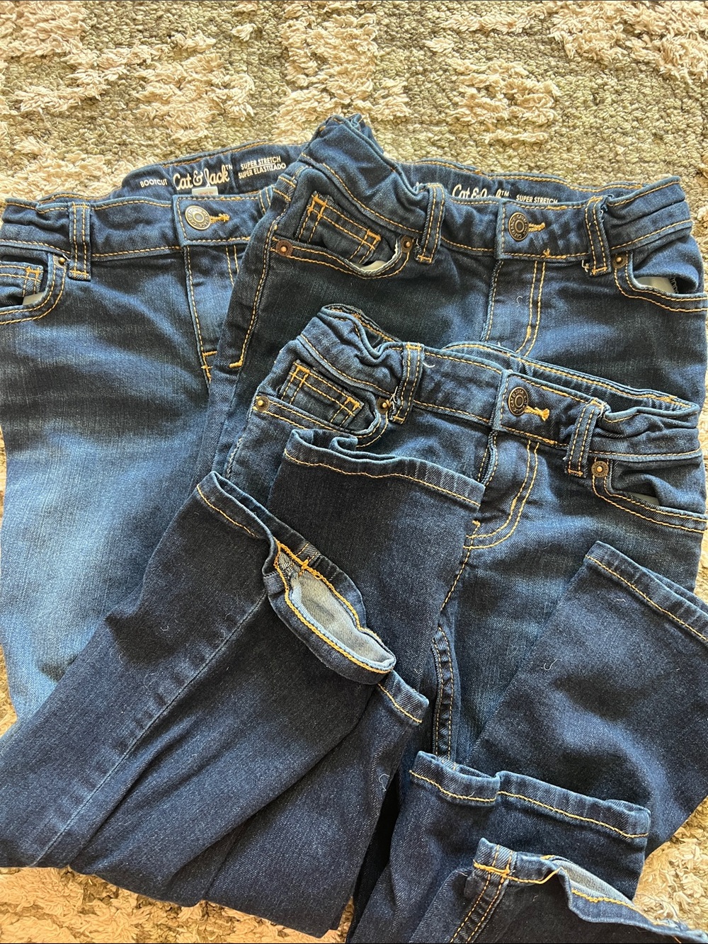 Cat & Jack Bootcut Dark Blue Stretch Denim Jeans Trio for Kids